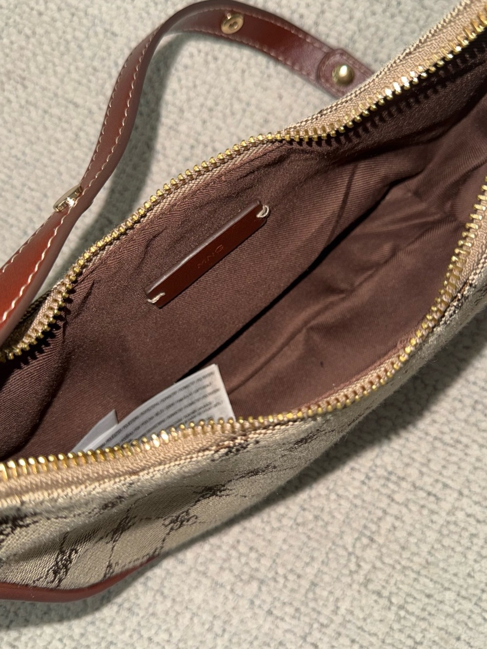 Mango Monogram Shoulder Bag with Brown Trim - Picture 5 of 6